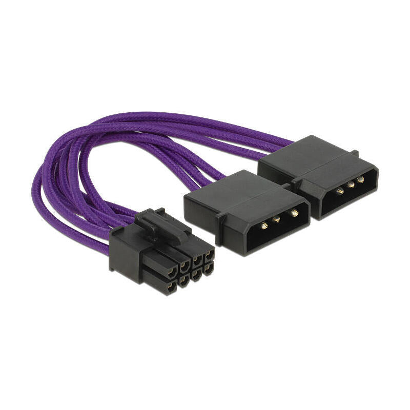 Delock Cable De Alimentación Molex De 4 Pines Macho 2x> 1x 8 Pines