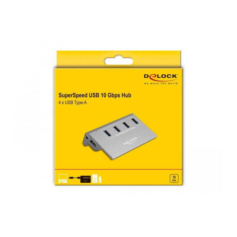 Delock Concentrador Usb 3.2 Gen 2 Con 4 Puertos Usb Tipo-A