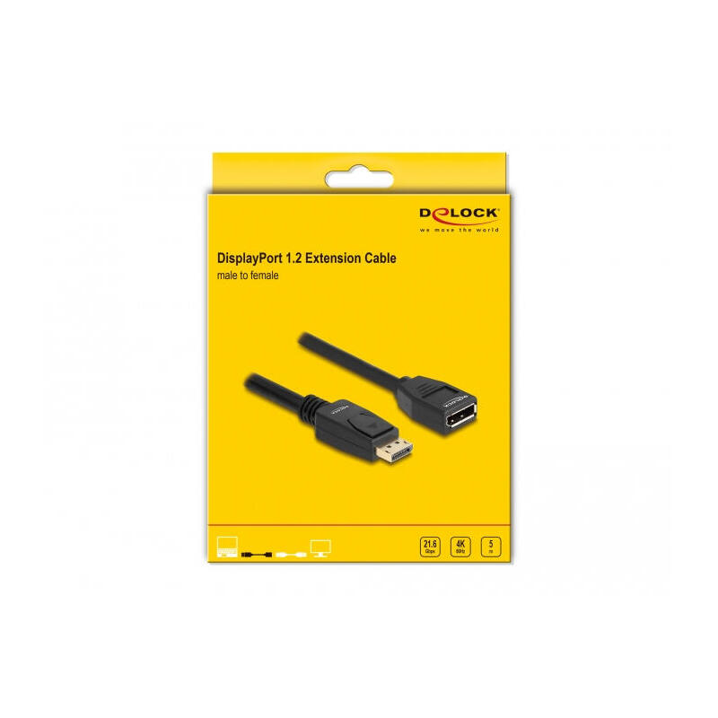 Delock Displayport 1.2 Verlängerungscable 4k 60 Hz 5 M