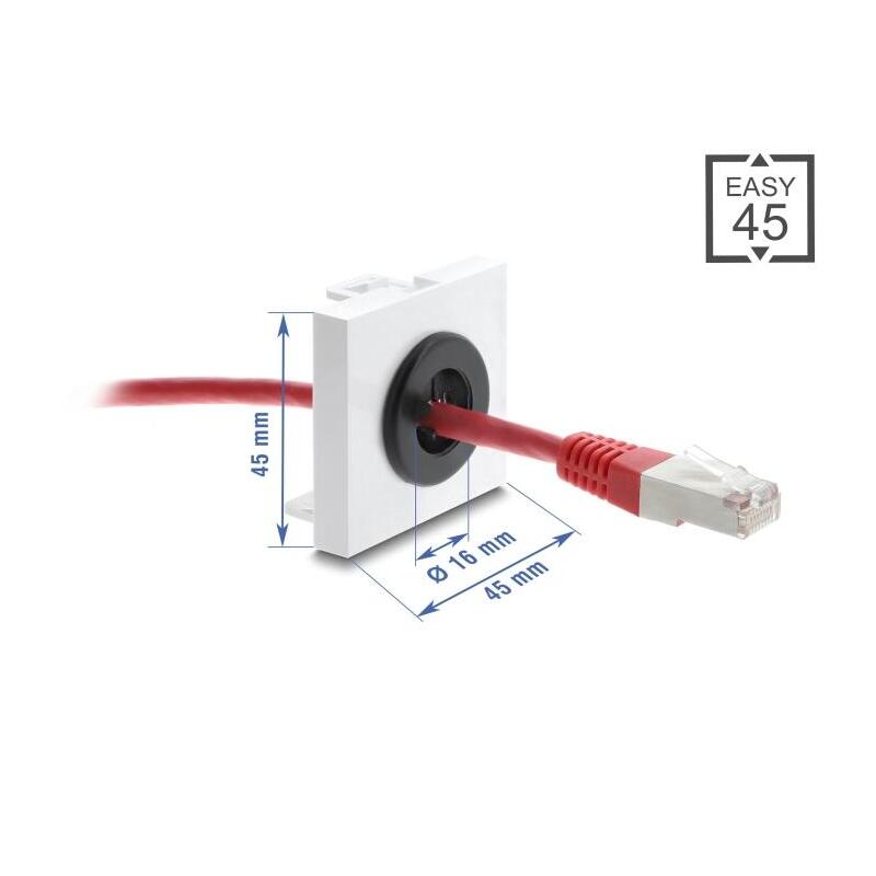 Delock Easy 45 Kabeldurchführung Rund Ø 16 Mm Blanco / Negro
