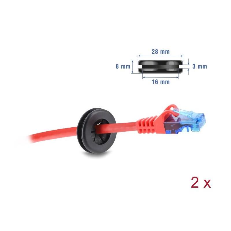 Delock Gummi Kabeldurchführung Rund Ø 20 Mm Negro 2 Piezas