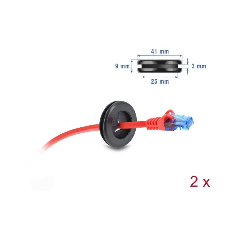 Delock Gummi Kabeldurchführung Rund Ø 30 Mm Negro 2 Piezas