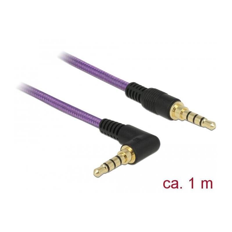 Delock Klinkencable 3,5 Mm 4 Pin Stecker > Stecker Gewinkelt 1 M Violett