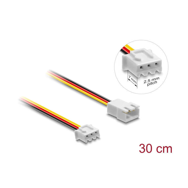 Delock Lüfter Cable De Extensión Jst Macho A Hembra 3 Pin 30 Cm