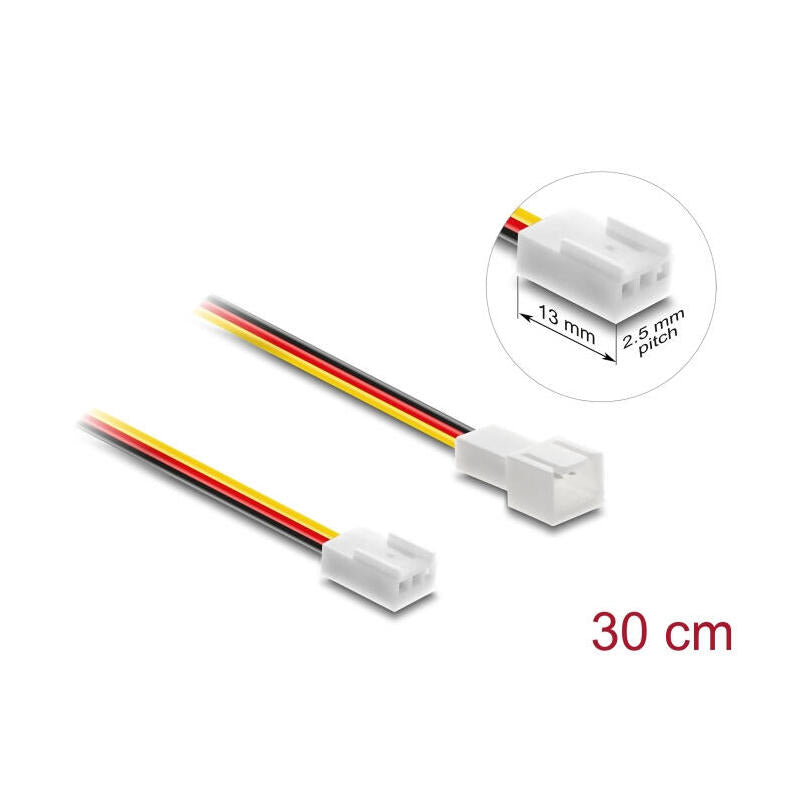 Delock Lüfter Cable De Extensión Macho A Hembra 3 Pin,30 Cm