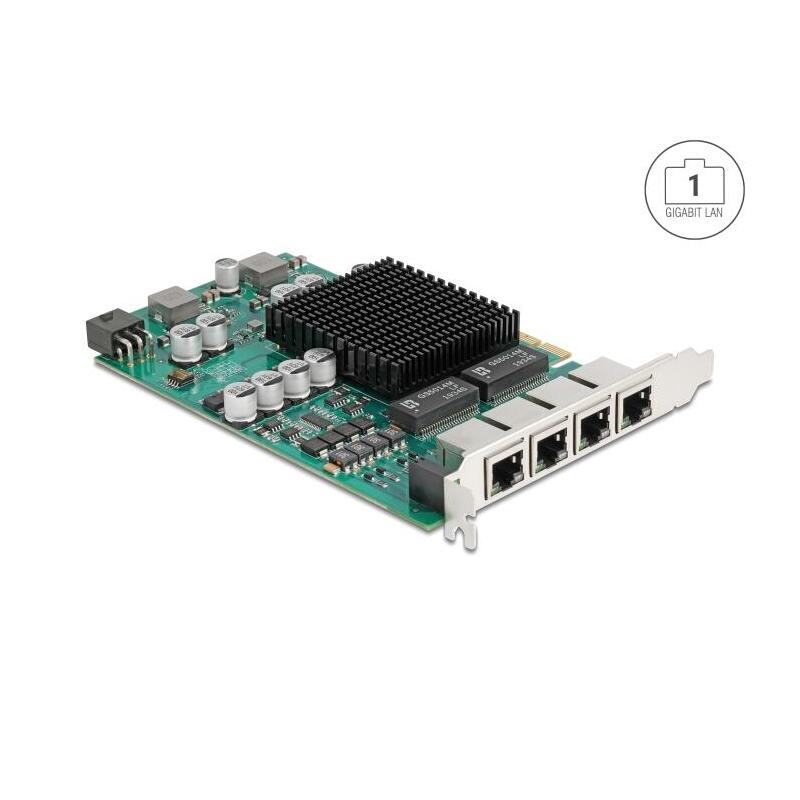 Delock Pci Express X4 Netzwerkkarte Gigabit Lan 4 X Rj45 Con Poe+ I350