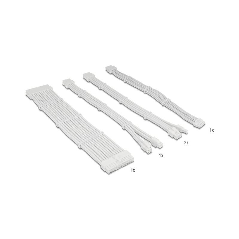 Delock Psu Cable De Extensión Set 30 Cm 5-Teilig Sleeved Con Kabelkämmen