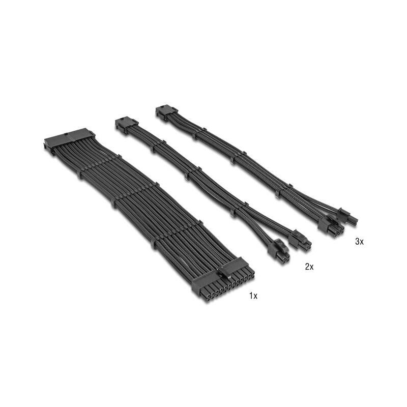 Delock Psu Cable De Extensión Set 30 Cm 6-Teilig Sleeved Con Kabelkämmen