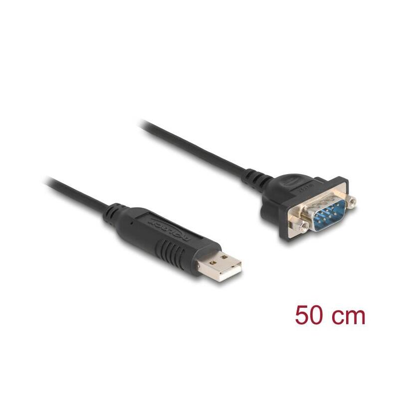 Delock Usb Rs-232 Adaptador Usb 2.0 A D-Sub 9 Macho 50 Cm