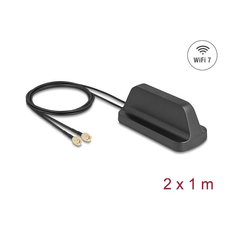 Delock Wifi 7 Antena 2 X Rp-Sma Macho 2,4 - 4,0 Db1 M Outdoor Negro