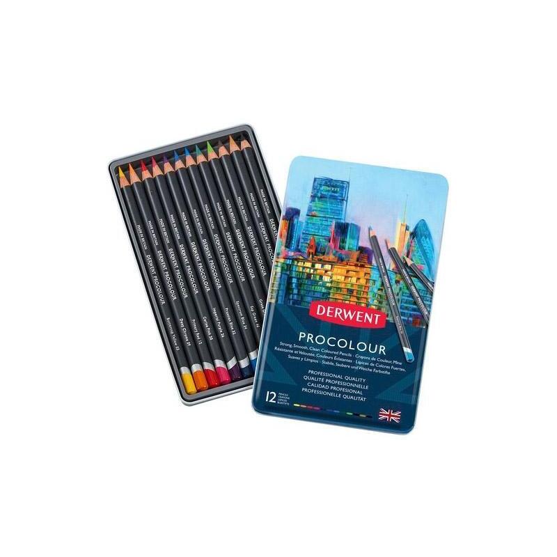Derwent Lápices De Colores Procolour Caja Metálica De 12 Surtidos