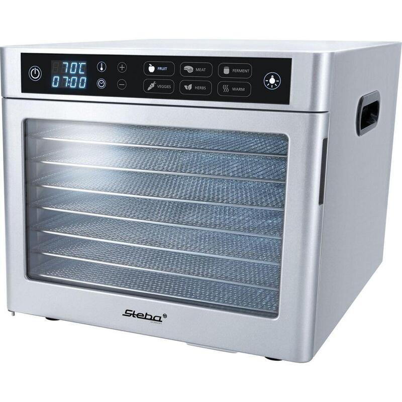 Deshidratador Electrónico Steba Ed 80 Steel Deluxe Acero Inoxidable, 500 Vatios, Superficie De Secado 30 Cm X 28 Cm Por Nivel 05-57-00