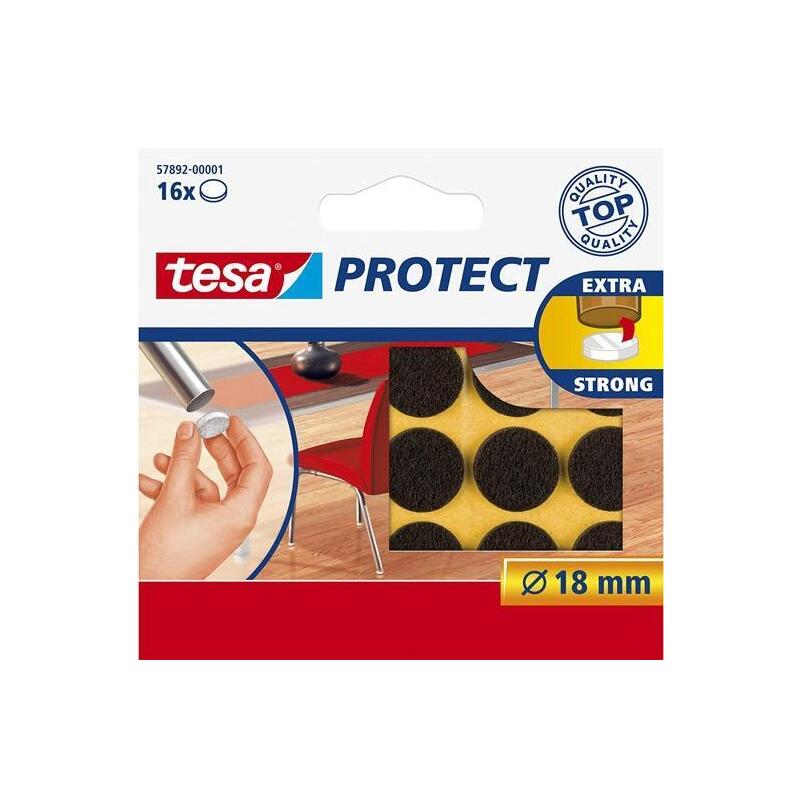 Deslizadores De Fieltro Tesa Protect Redondos 18 Mm Marrón 16 Piezas.