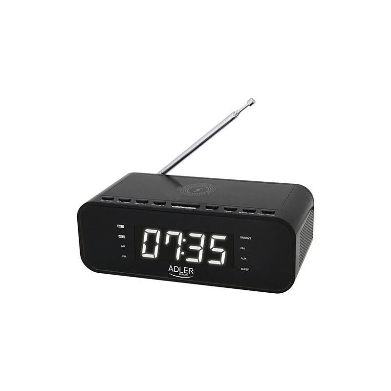 Despertador Adler Ad 1192b Alarm Clock With Wireless Charger, Black