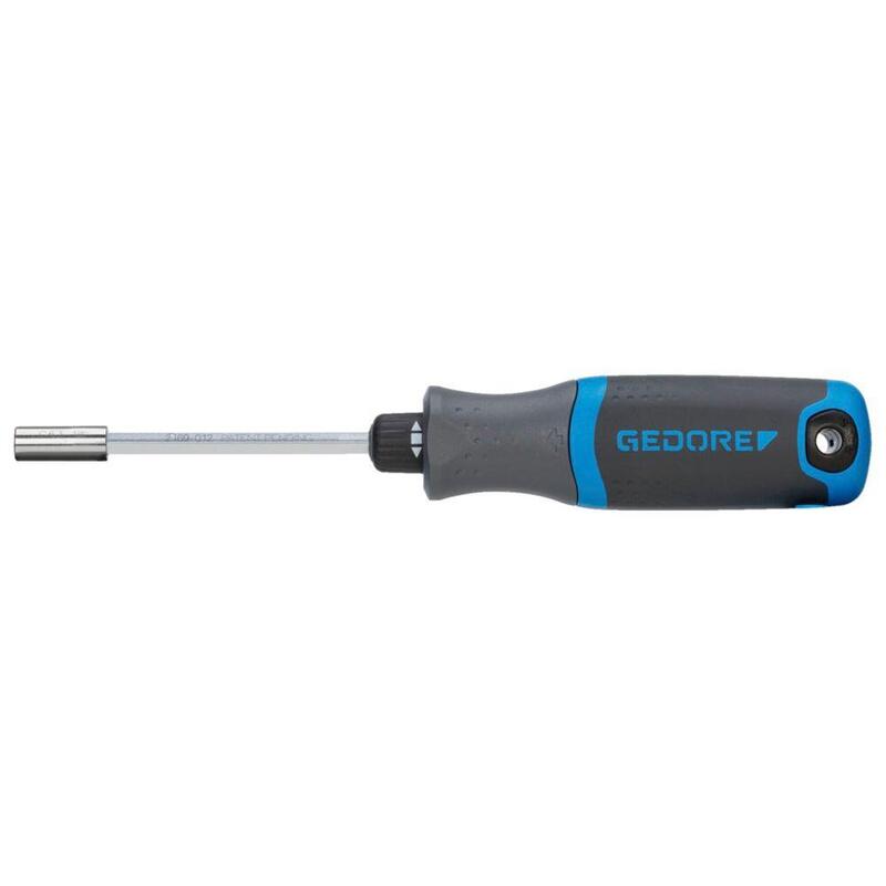 Destornillador Cargador Gedore Con Función De Carraca Silentgear 1/4" Negro/Azul, Con 12 Puntas