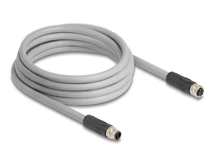 Delock M12 Cable L-Kodiert 5 Pin Stecker Zu Buchse Pur Schleppkettentauglich 3 M Grau