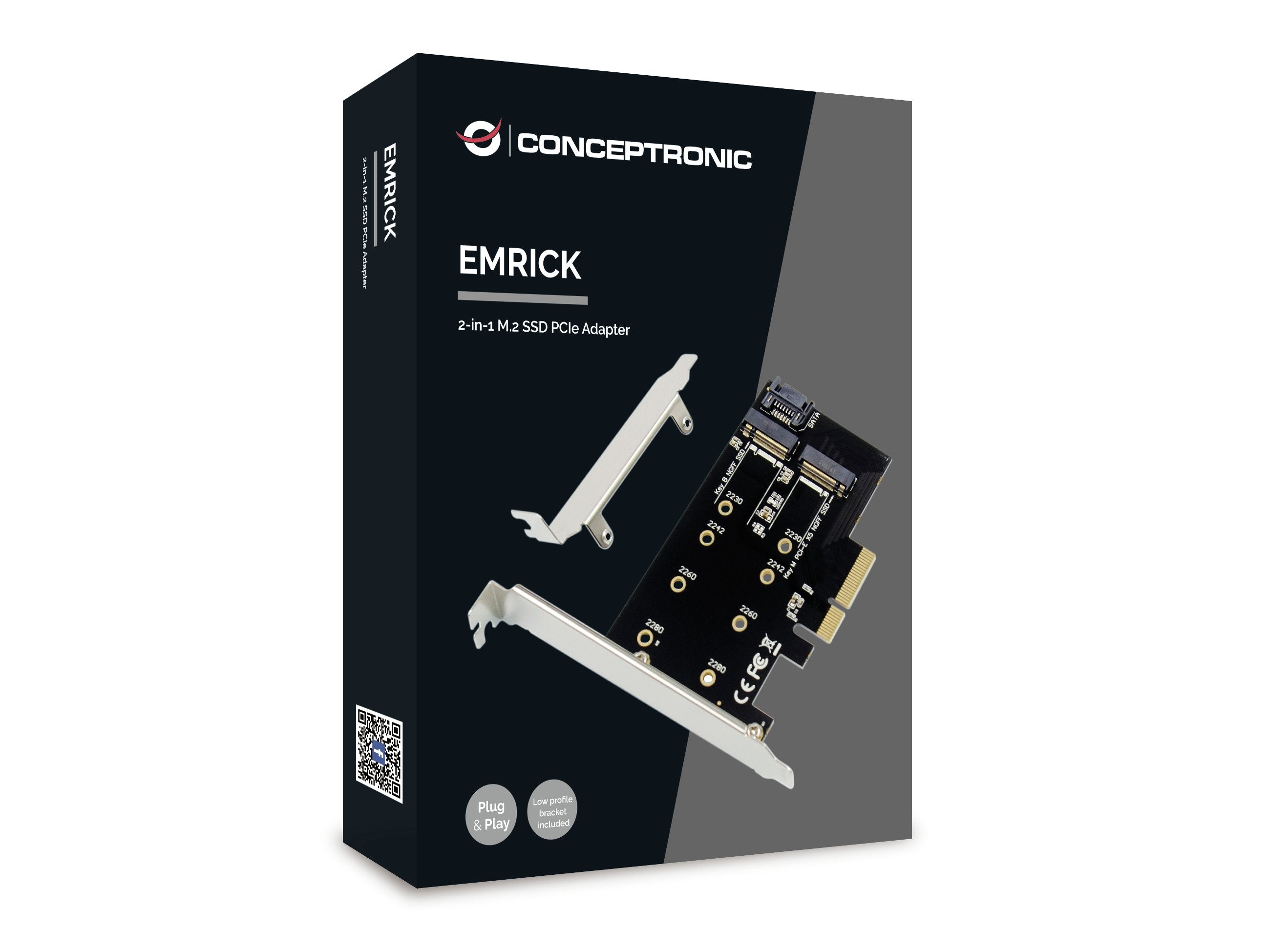 Conceptronic Pci Express Card 2-In-1 M.2 Ssd Emrick Schwarz
