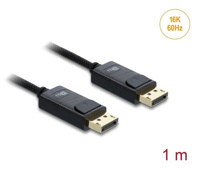 Delock Koaxiales Displayport Cable 16k 60 Hz 80 Gbps Con Geflechtmantel 1 M