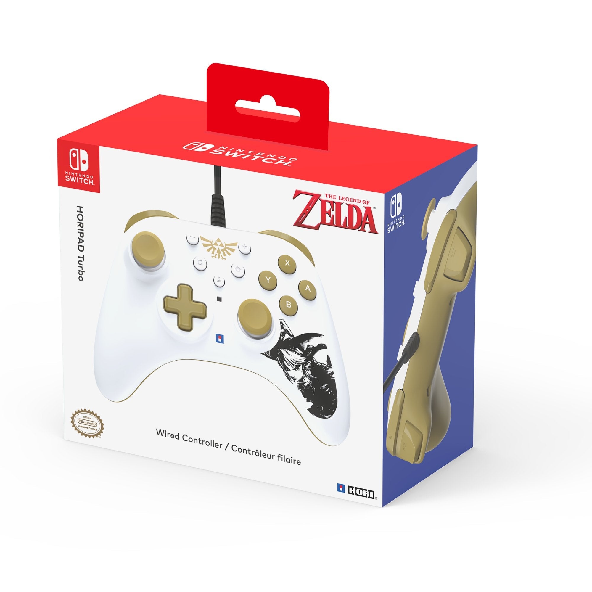 Hori Horipad Turbo (Zelda), Gamepad Blanco/Dorado, Nintendo Switch