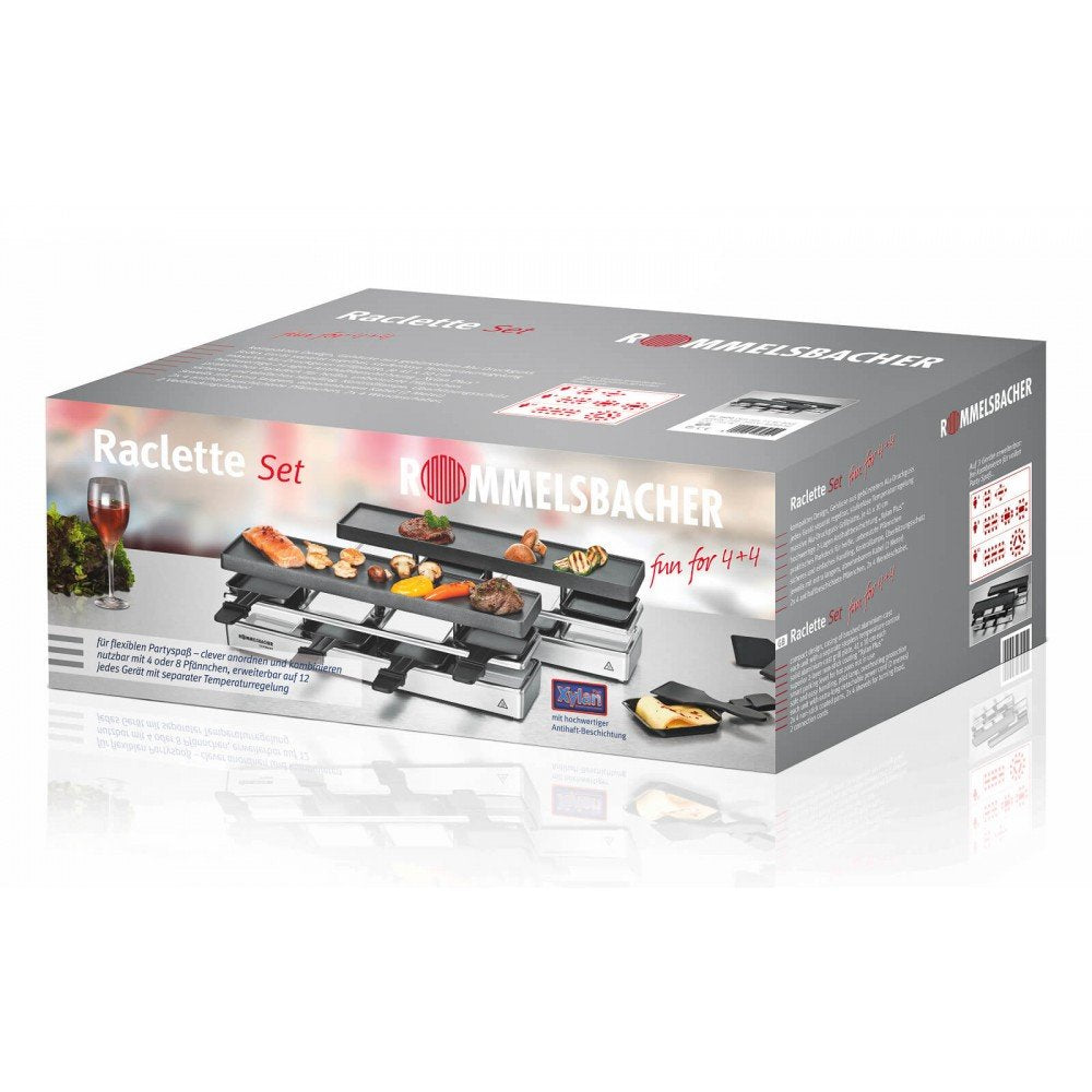 Raclette Rommelsbacher Fun Para 4+4 Rc 1600, Plateada Rc 1600