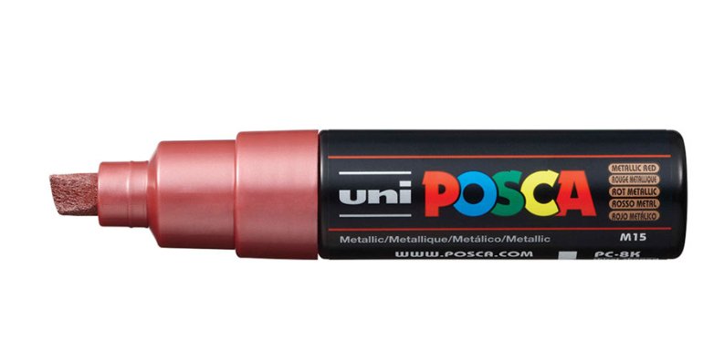 Posca Marcador Pc-8k No Permanente Punta Biselada 8.0mm Rojo Metálico