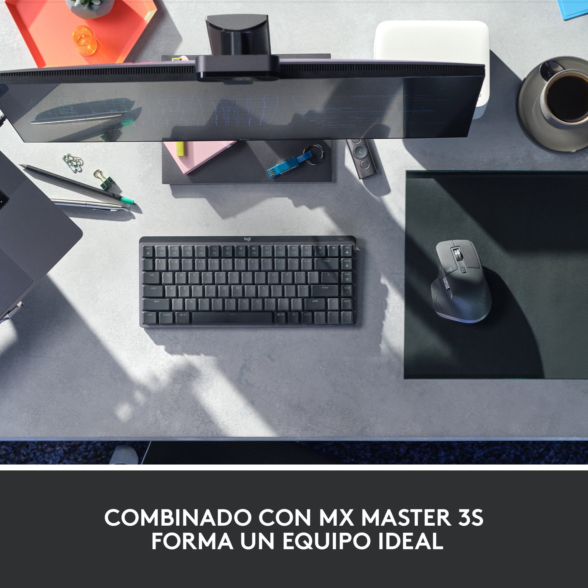Logitech Mx Mini Mechanical Teclado Rf Wireless + Bluetooth Qwerty Internacional De Ee.Uu. Grafito, Gris