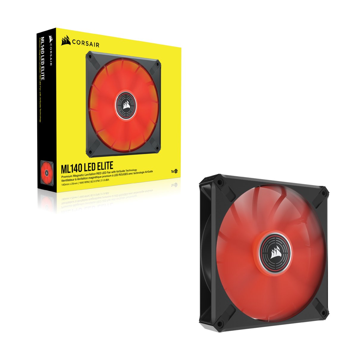 Ventilador Corsair 140*140*25 Ml140 Led Elite Airguide Rojo Co-9050123-Ww