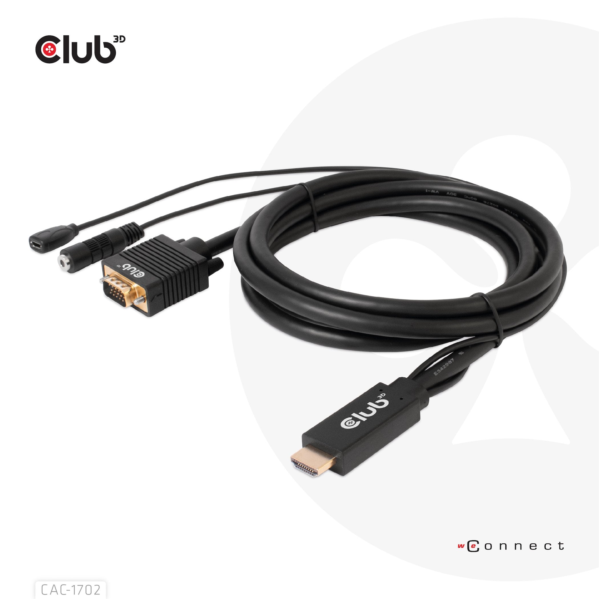Cable Club3d Toma Hdmi+Micro Usb > Vga+3.5mm 2m Macho/Hembra Minorista