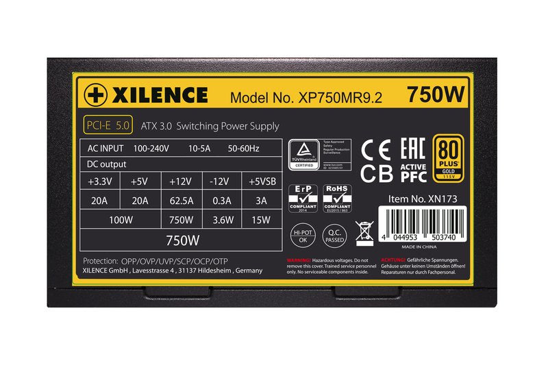 Fuente De Alimentación Xilence Performance X Atx 3.0 80+ Gold 750w Negro, 1x 12vhpwr, 3x Pcie Xn173