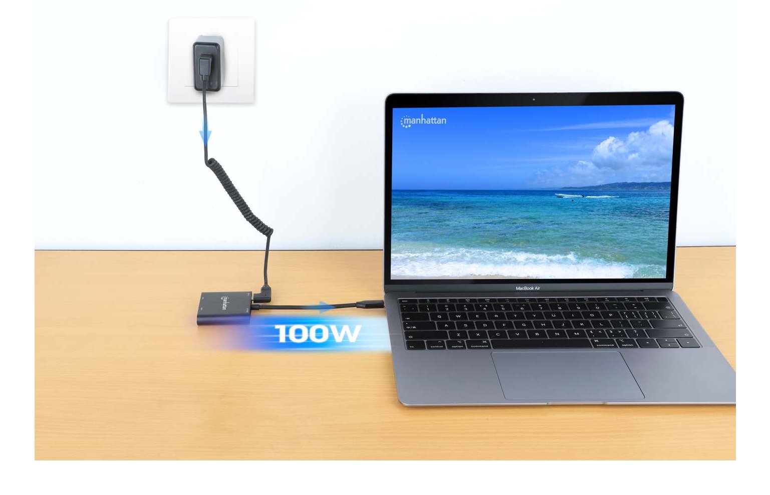 Manhattan Usb-C Pd A Dual-Hdmi-Monitor-Adaptador 4k 60hz