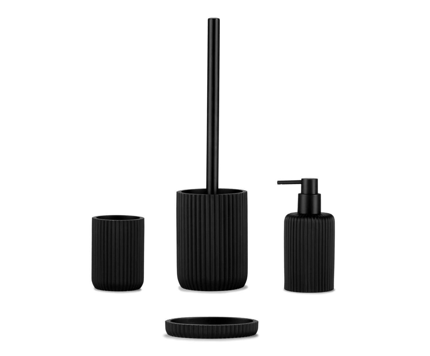 Escobilla Resina Negro Mate Ø9,5x36cm Andrea House