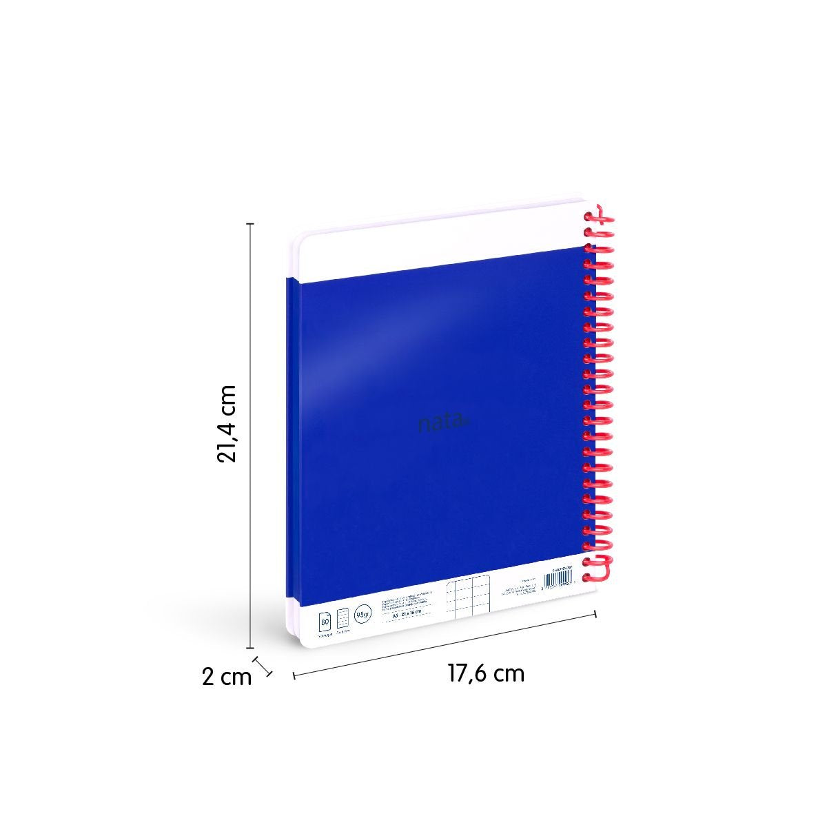 Milan Cuaderno Espiral A5 80h 95gr 5x5mm Tapa Dura Colección Nata® 624 Since 1918 Azul