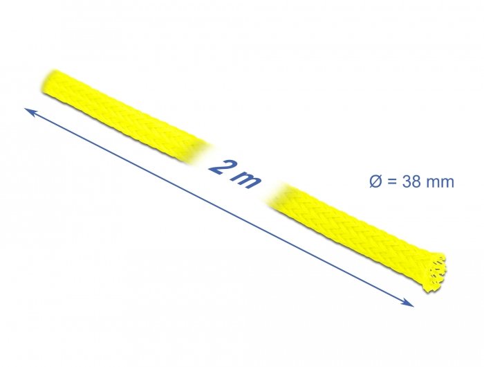 Delock 20755 Funda Trenzada Estirable 2 M X 38 Mm, Color Amarillo