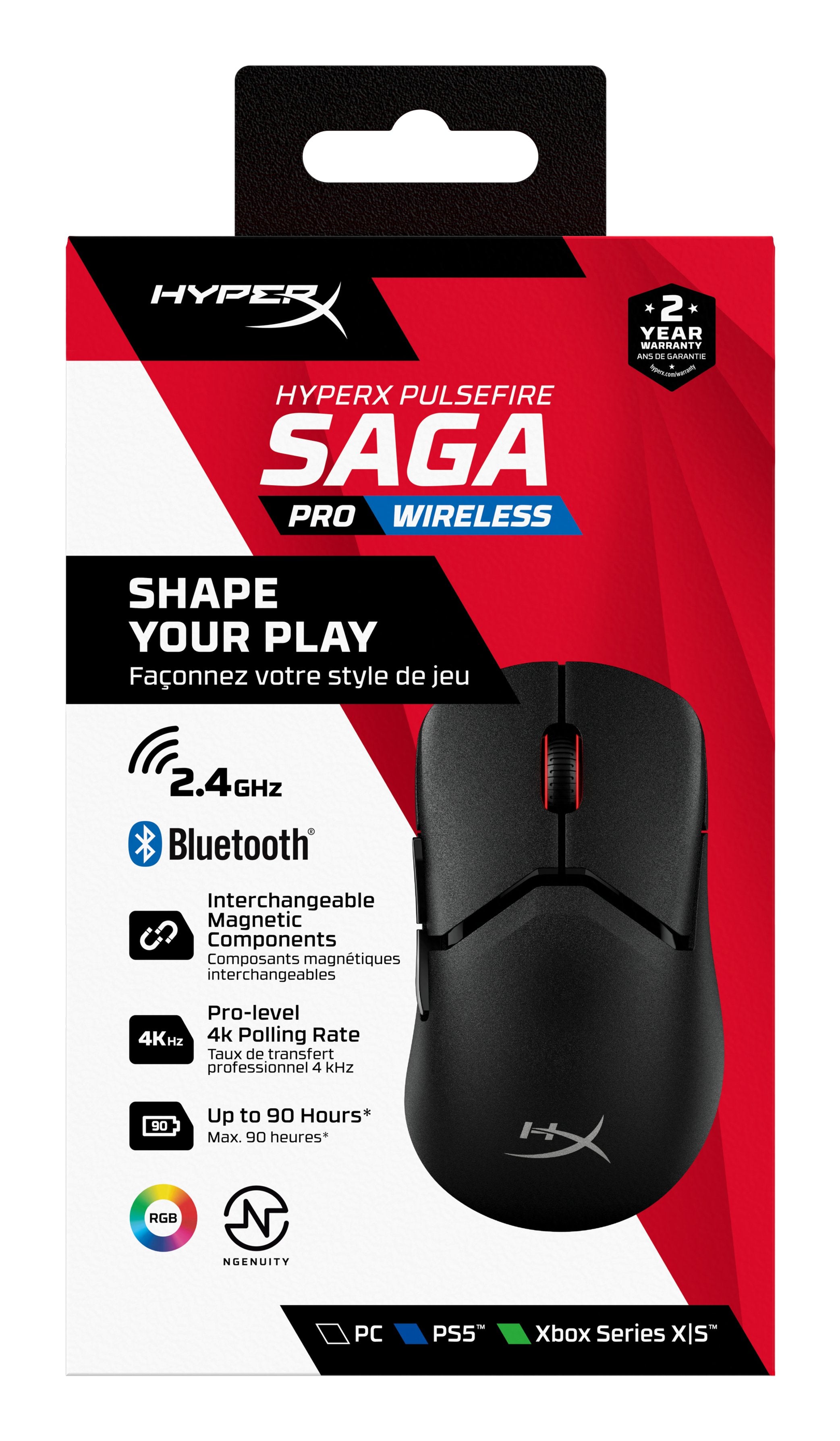 EAN 0198415001658 - HyperX Pulsefire Saga Pro Wireless Gaming Mouse ratón Juego Ambidextro RF Wireless + Bluetooth + USB Type imagen 1