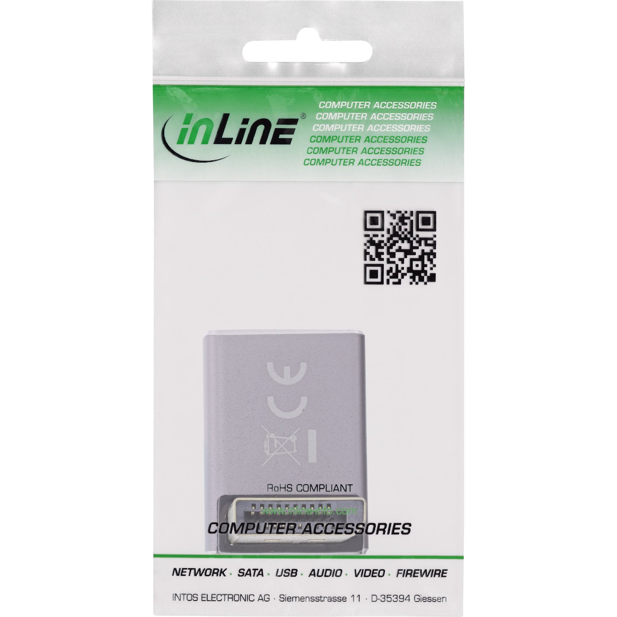 Inline® Displayport 1.4 Adapter, Displayport Macho / Female, 90° Top, 8k Uhd