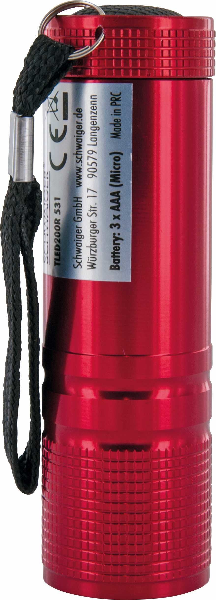 Mini Linterna Schwaiger Cob, 90 Lúmenes, Roja