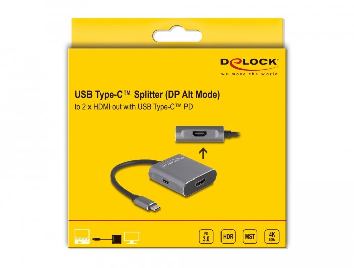 Delock 87805 Divisor Usb Type-C (Modo Dp Alt) A 2 X Hdmi Mst Con Usb Type-C Pd