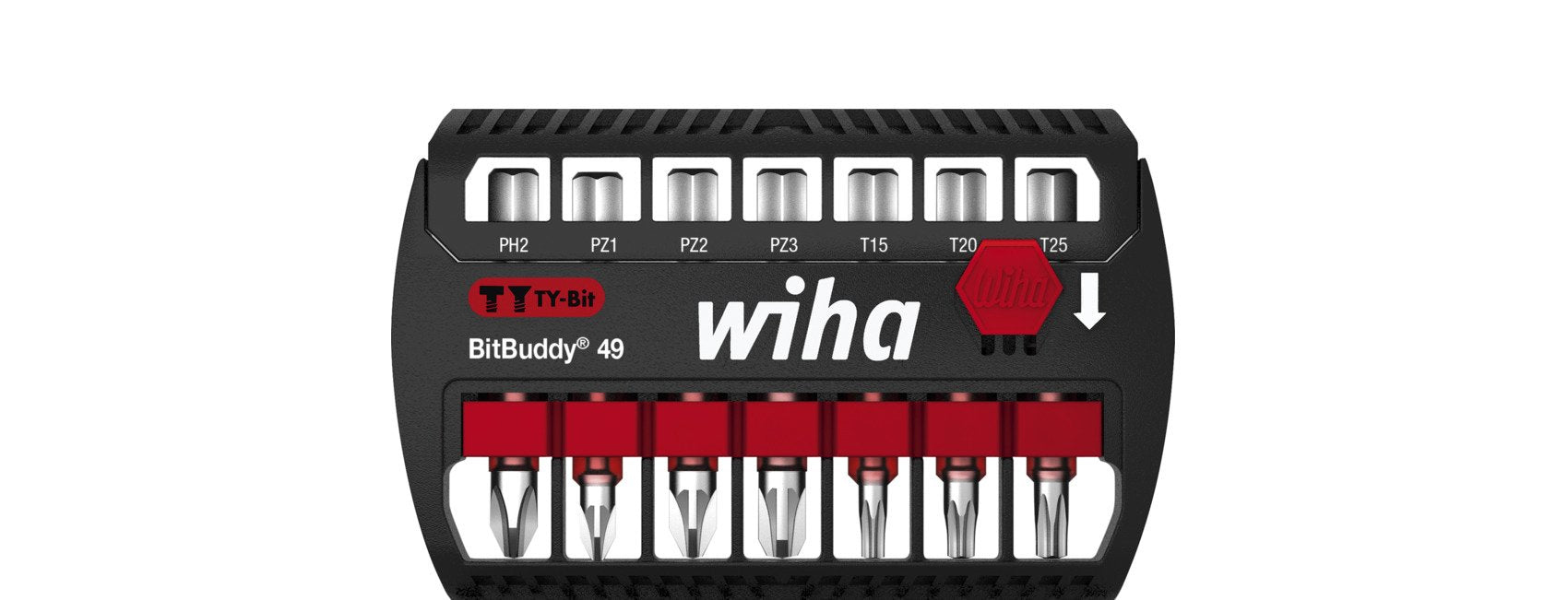 Juego De Puntas Wiha Bitbuddy Ty Bits 49 Mm, 7 Piezas Negro/Rojo, Ph / Pz / Tx 42116