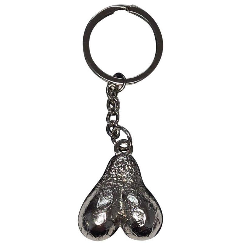 Diablo Picante - Llavero Metal Huevos Plata