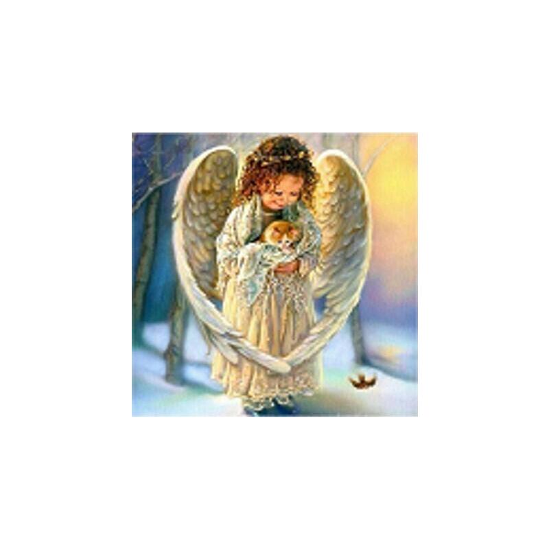 Diamentowa Mozaika - Aniolek Z Kotkiem