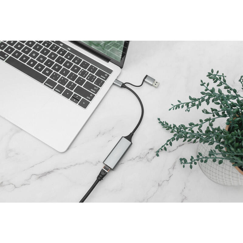 Digitus Dn-3028 Cambiador De Género Para Cable Usb-C Usb 3.1 Rj-45 Gris