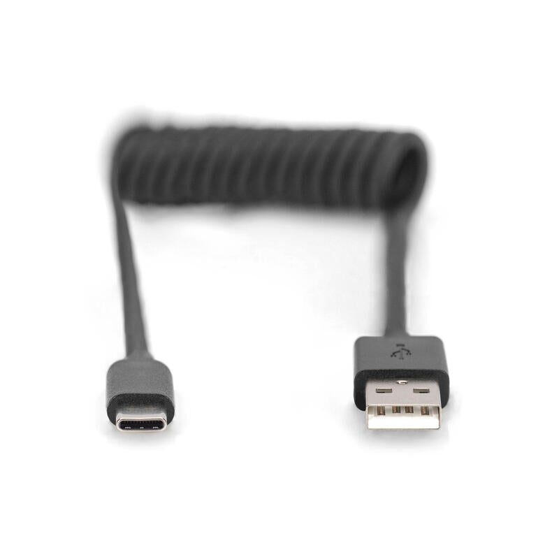Digitus Spiralkabel Usb-A->Usb-C 1m Usb-A->Usb-C Negro
