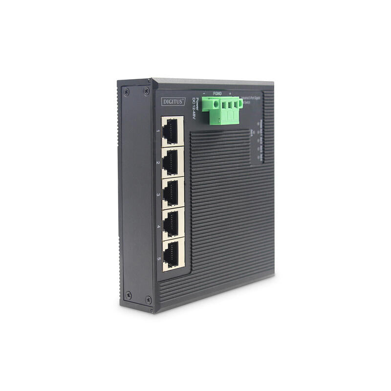 Digitus Switch Ind. 5 Puertos Gigabit Plano No Adminimrable Negro