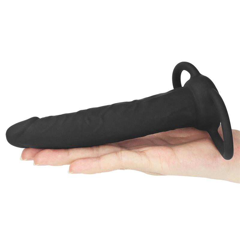 Dildo Anal Con Doble Anillo Negro