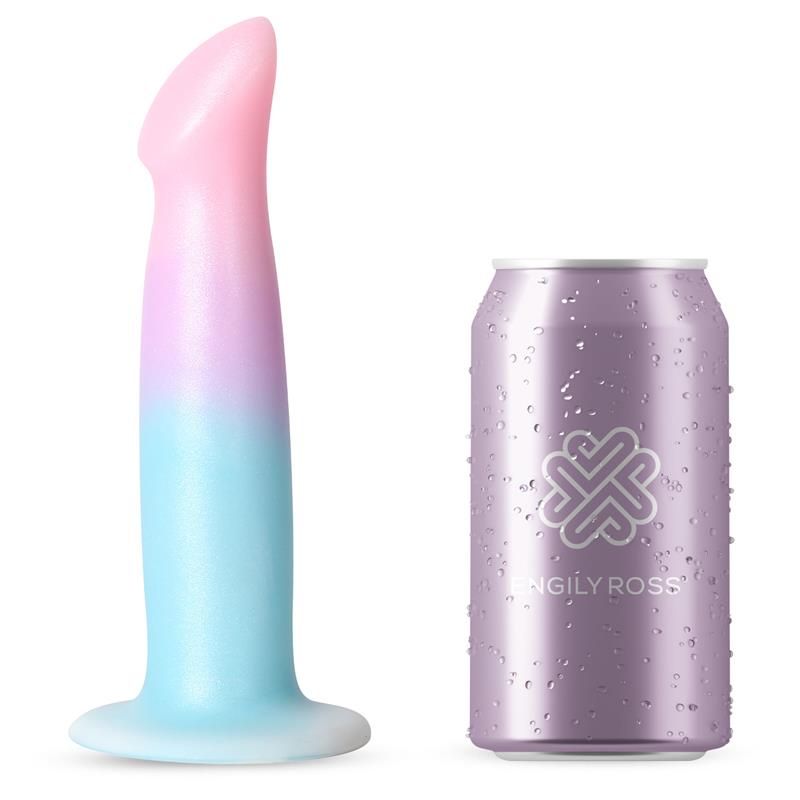 Dildo Con Vibración Silicona Líquida Color Degradado Y Ventosa 17 Cm