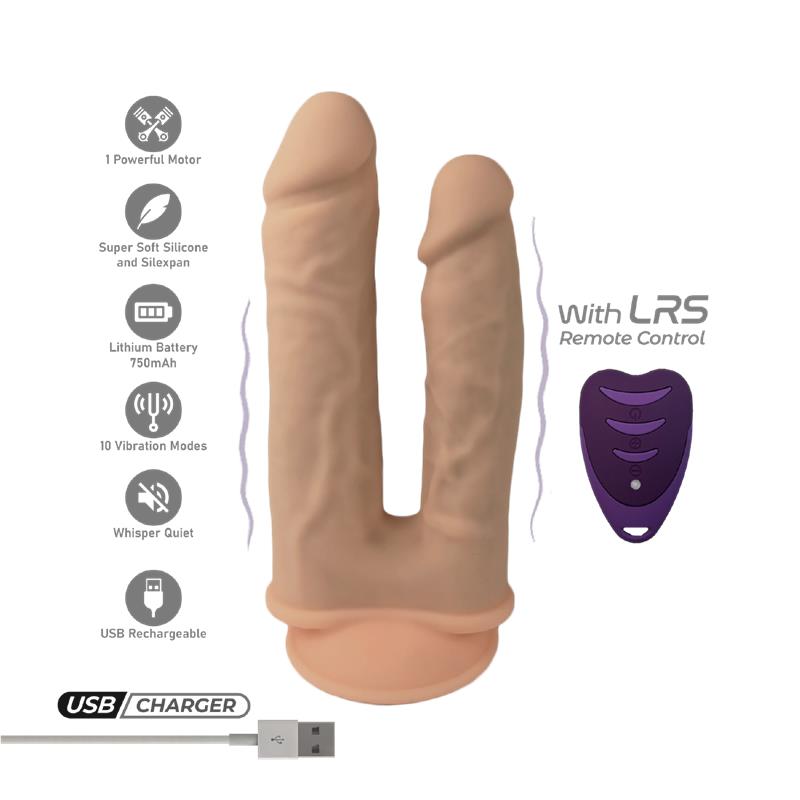 Silexd - Modelo 1 Pene Realistico Doble Penetracion Vibrador Silicona Premium Silexpan Control Remoto 17.5 / 19.5 Cm