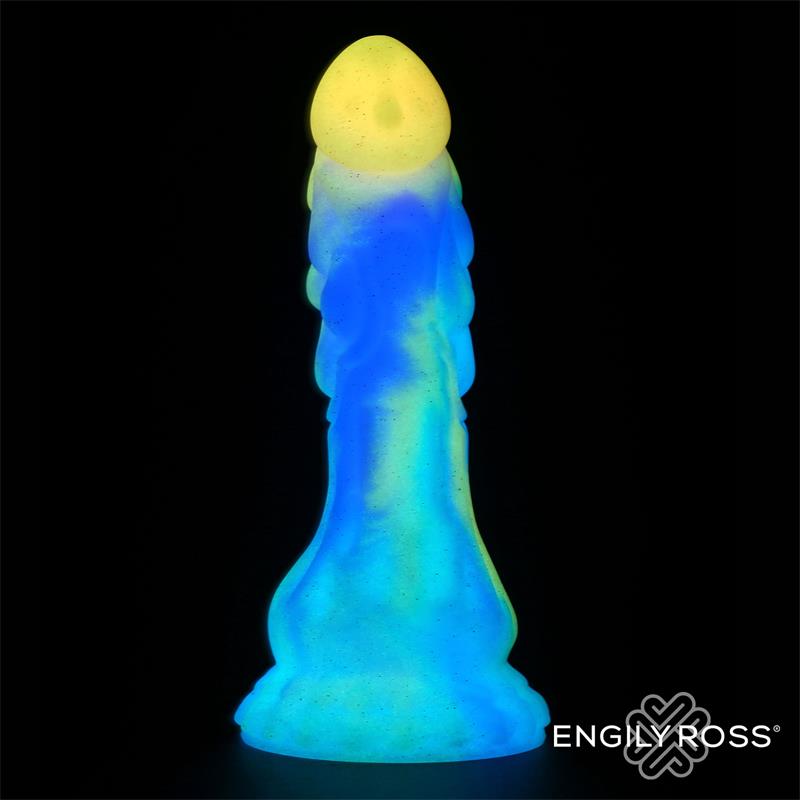 Dildo Dragón Brilla En La Oscuridad Silicona Líquida 18 Cm