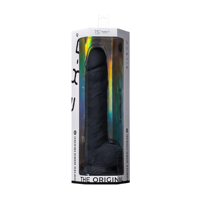 Silexd - Modelo 1 Pene Realistico Silicona Premium Silexpan Negro 38 Cm