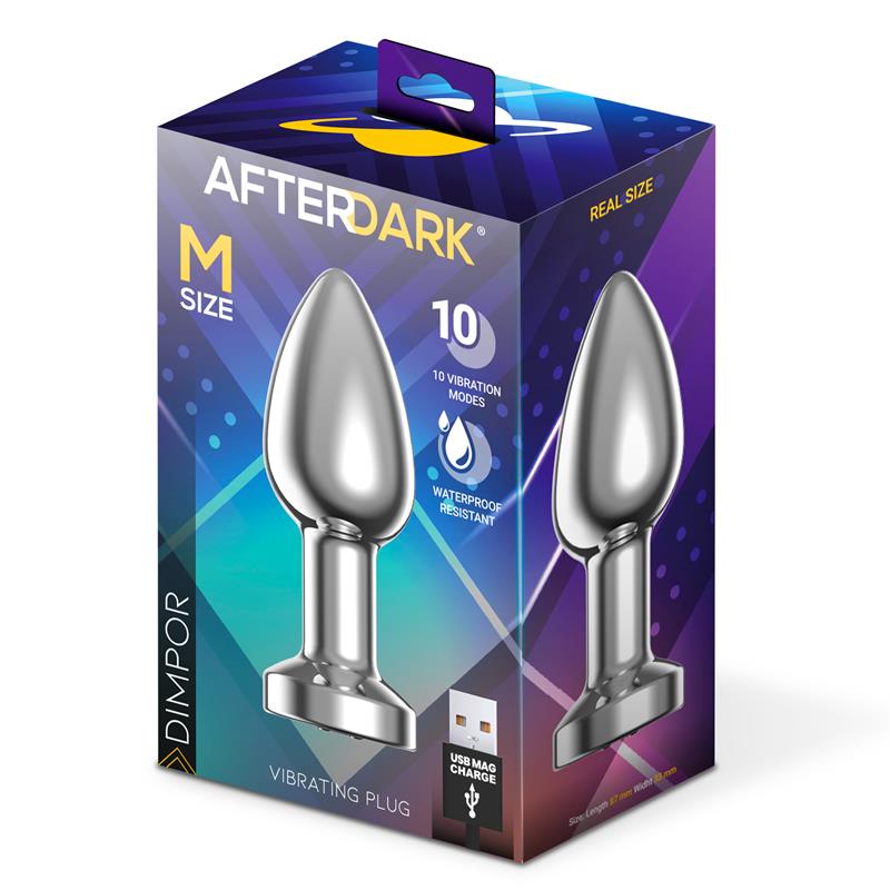 Dimpor Plug Anal Cromado Con Vibración Usb Magnético Talla M