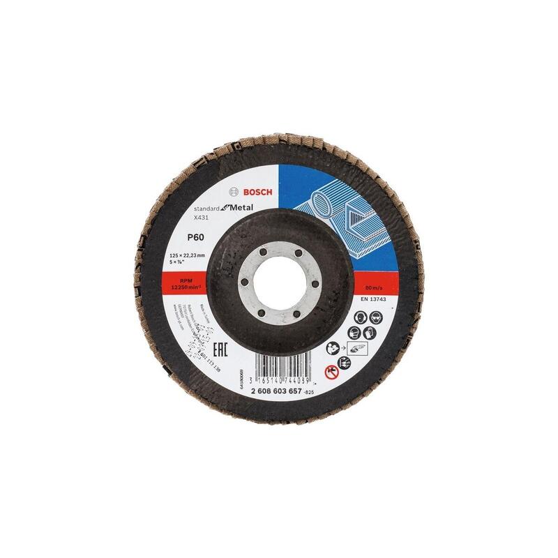 Disco De Láminas Bosch X431 Estándar Para Metal, Ø 125 Mm, K60 (Diámetro 22,23 Mm, En Ángulo) K60 2608603657